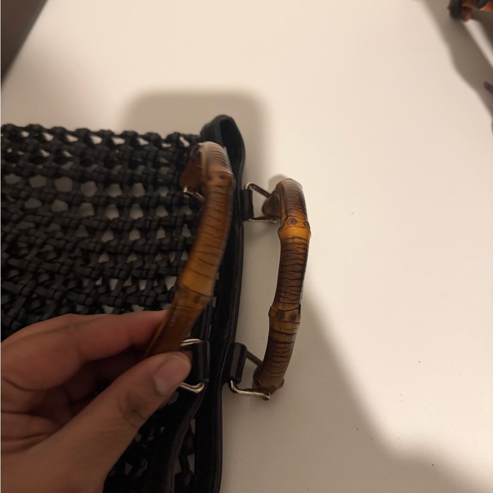vintage Gucci woven leather and bamboo top-handle bag. - Picture 6 of 16